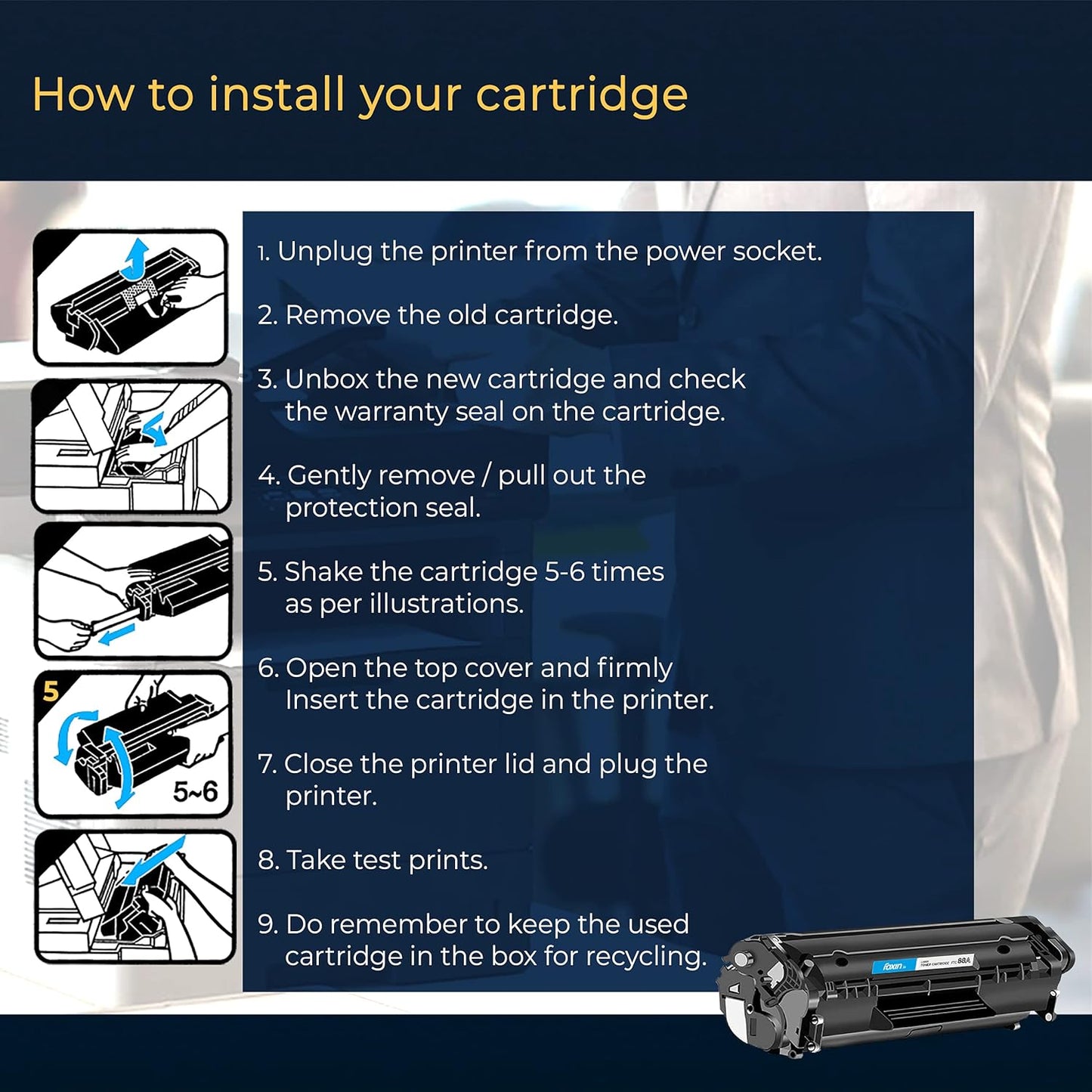 Foxin FTC 88A/CC388A Black Laser Toner Cartridge Compatible for HP Laserjet Printer M1136, MFP, P1007, P1106, P1108, P1008, M1213nf, MFP, M126nw MFP, M1218nfs, M128fw MFP, M128fn , MFP, M226DW, M226DN-Toners-Foxin-computerspace