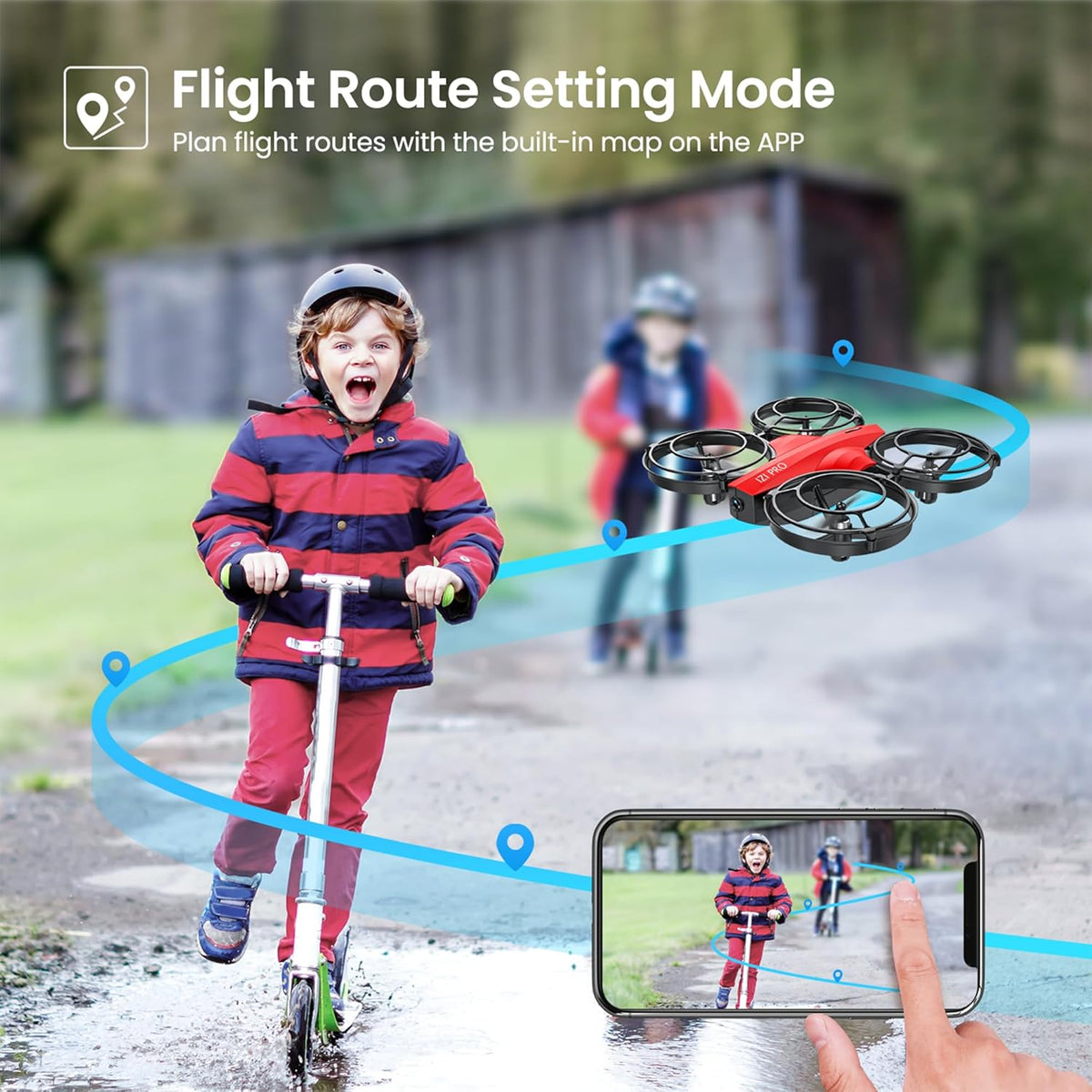 IZI PRO Nano Drone 720P HD Camera 2 Batteries with Battle Mode, One-Key Start, Altitude Hold | 360° Flip, Gesture Control, 20 Minutes Fly Time, Portable Mini RC Drone for Beginners (Red)