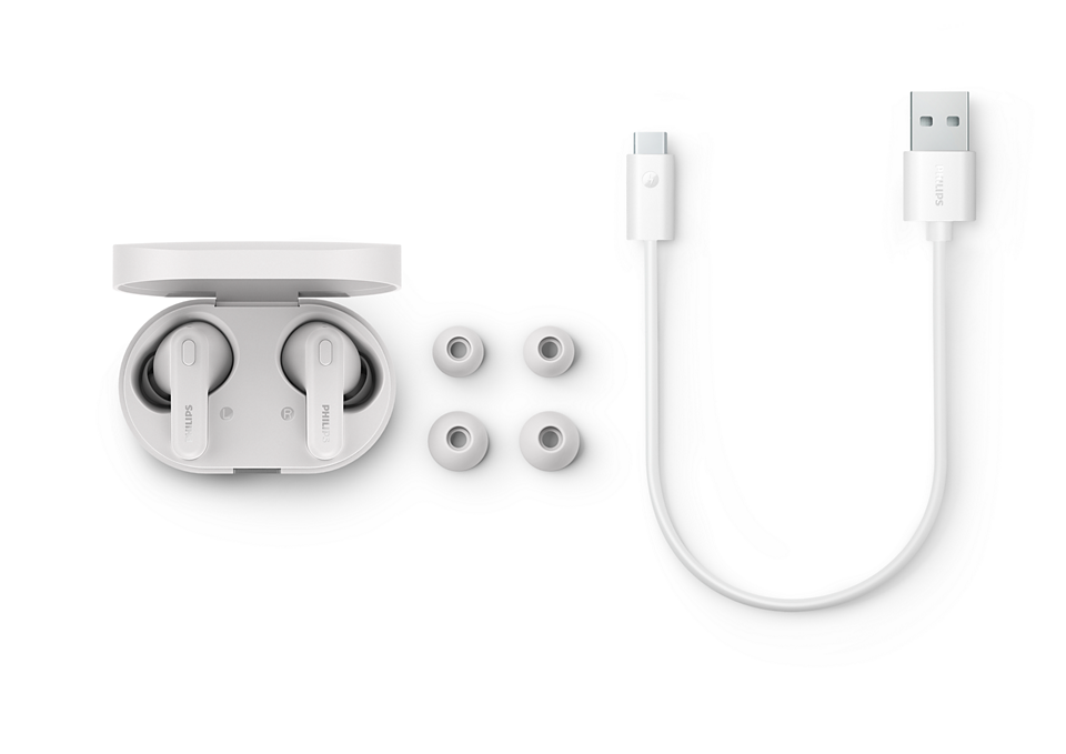 Philips True Wireless Headphones TAT1108/00 AI mic Custom 6 mm drivers Up to 15 hours play time with the case
