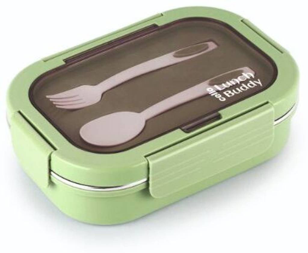 CELLO Lunch Buddy Insulated Lunch Box with Plastic Spoon and Fork | 100% Food Grade | Leak Proof and Break Resistant | Ideal for College,Office, Outdoor Activities | 925 ml, Pink
