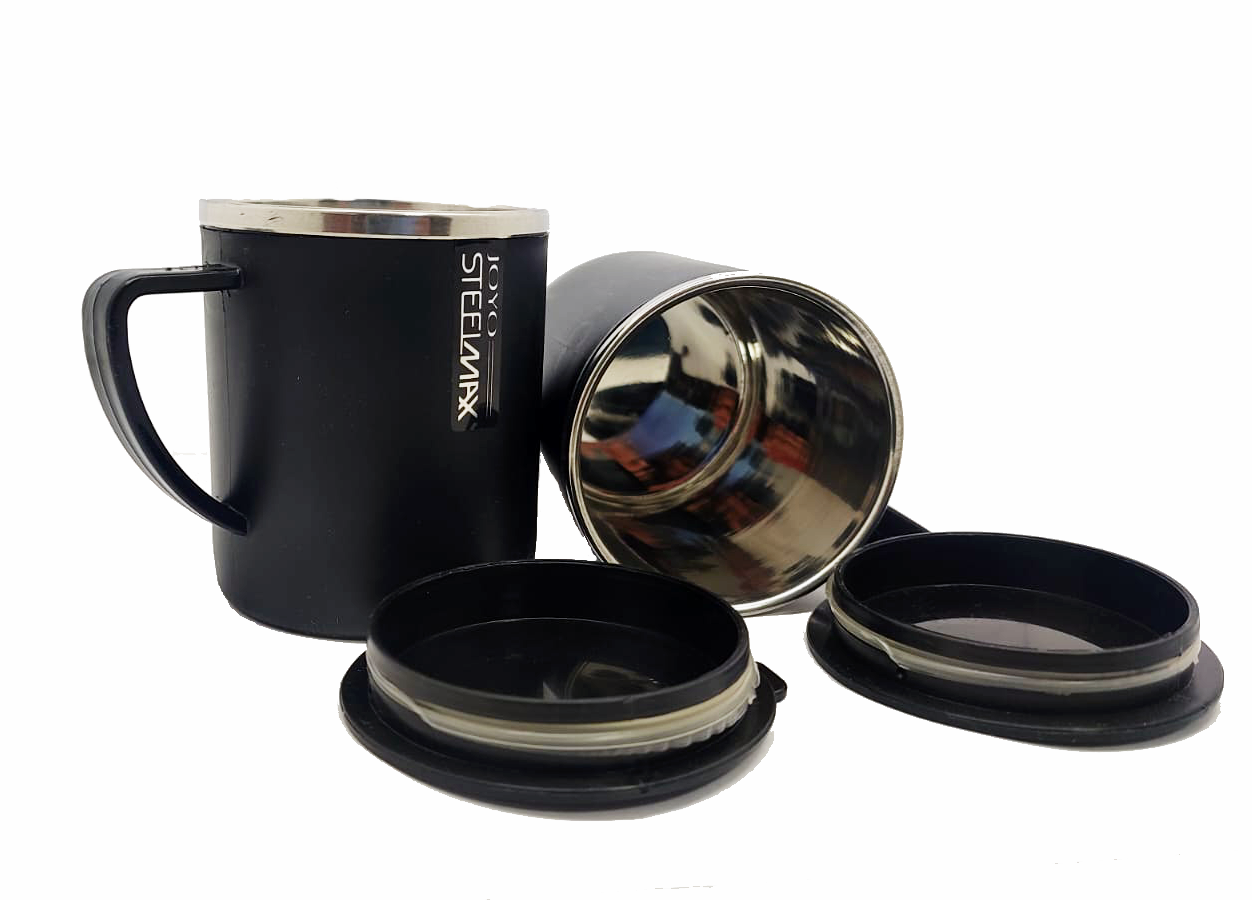 Joyo Coffee Mug Set of 2 Pieces| Stainless Steel Inner | 300 ML | Black