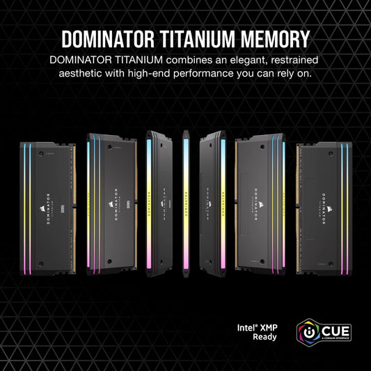 Corsair Memory CMP64GX5M2B6000C30 - DOMINATOR® TITANIUM RGB 64GB (2x32GB) DDR5 DRAM 6000MT/s CL30 Intel XMP Memory Kit