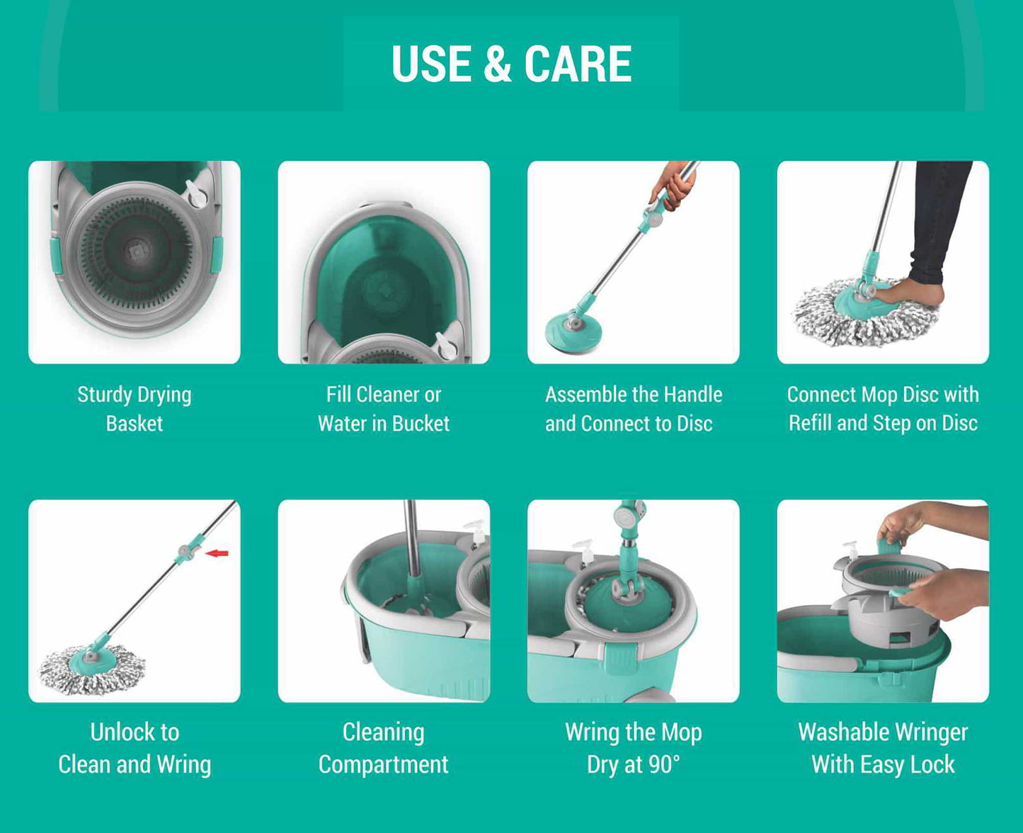 Elegant Mop Kit with Car Glass Cleaner (Spotzero by Milton)