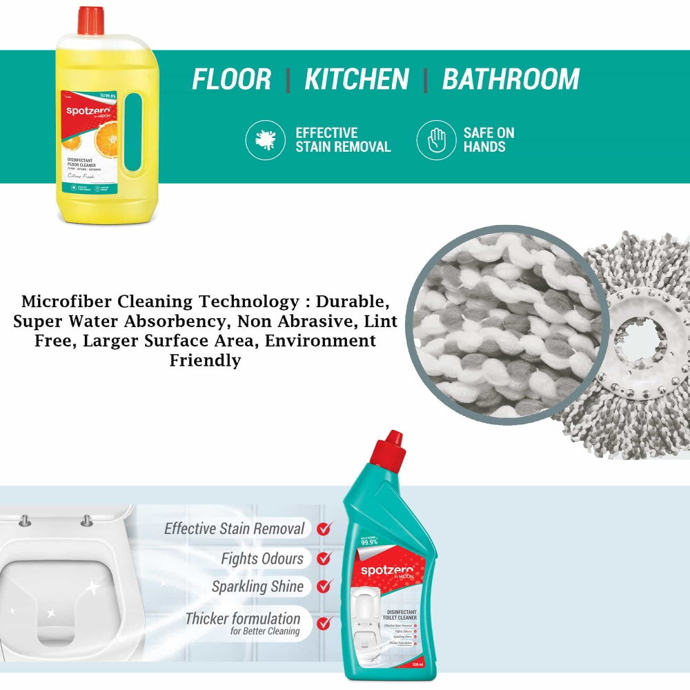 Milton Elegant Mop with Cleaner Set (Spotzero by Milton)