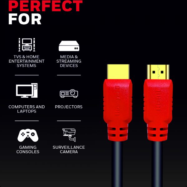 Honeywell HDMI 1.4 Cable with Ethernet | High Speed HDMI Cable 10.2GBPS | Supports 3D /4Kx2K Ultra High Definition | 3D Home Theatre | 3D Gaming | Black (65.6ft/20M)