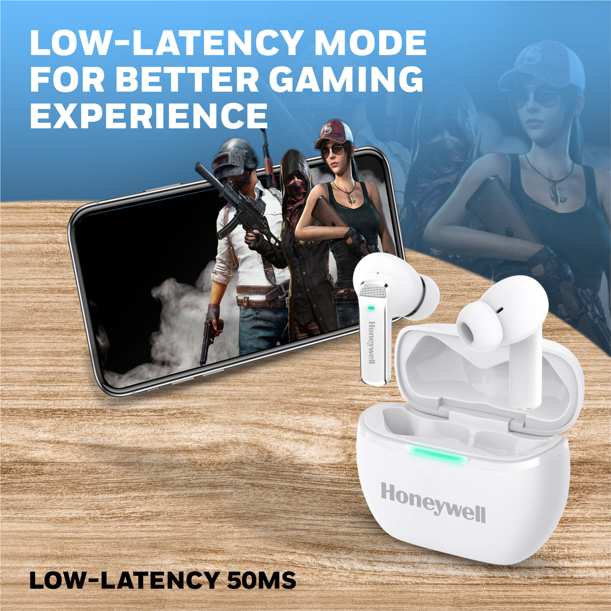 Honeywell Newly Launched Trueno U5100, in-Ear Wireless Hybrid ANC TWS Earbuds, with 33 dB ANC, Low Latency Mode, 6 mics, Bluetooth V5.2, 62 Hours of Playtime, 2 Years Manufaturer Warranty
