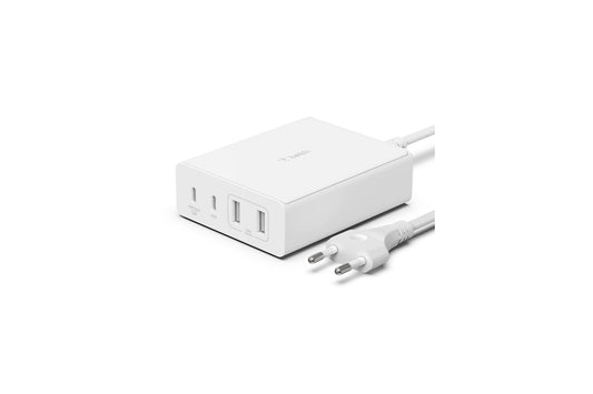 Belkin 108W GaN 4-Port Fast Charger with PPS Technology: Compact and Powerful Charger for MacBook, iPad, iPhone, and Other USB-C Devices-Power Adapters & Chargers-Belkin-White-computerspace