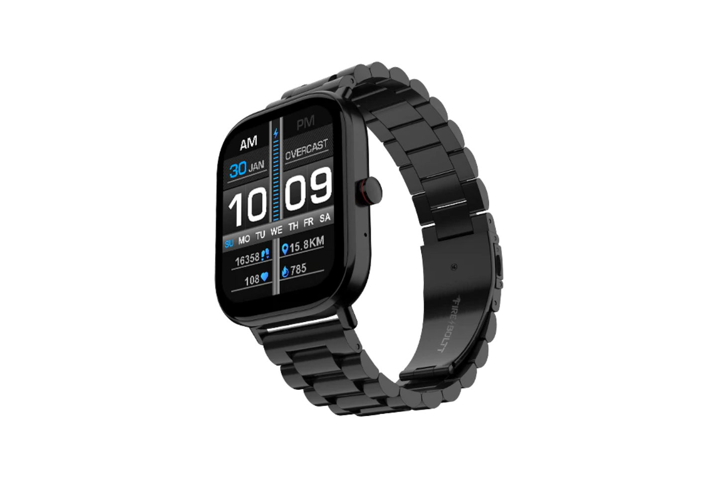 Fire boltt Starlight Stainles Steel Bluetooth calling IP68 water resistance 2.01" HD display watch-Smart Watch-Fire Boltt-Black-computerspace