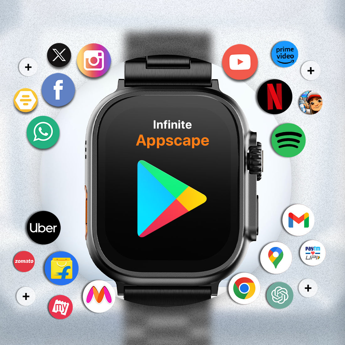 FIRE-BOLTT Oracle Wi-Fi+4G SIM Android OS Wristphone (49mm Display, In Built GPS, Crystal Tide Strap)-Smart Watch-Fire-Boltt-computerspace