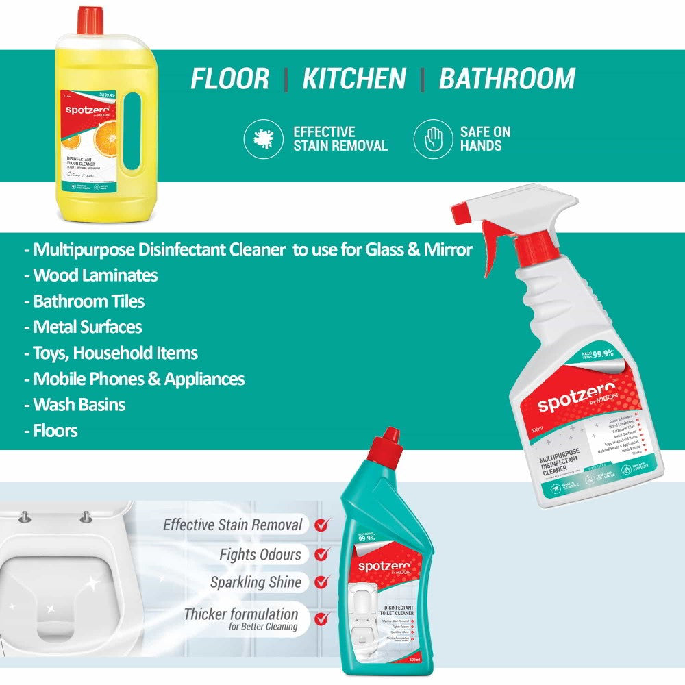 Prime Mop Kit with Car Glass Cleaner (Spotzero by Milton)