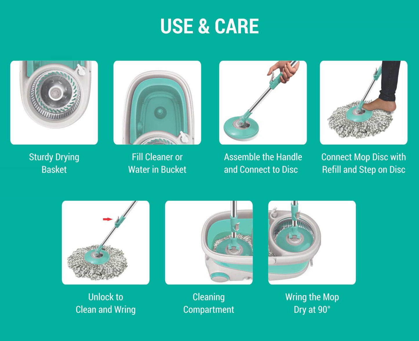 Prime Mop Kit with Car Glass Cleaner (Spotzero by Milton)