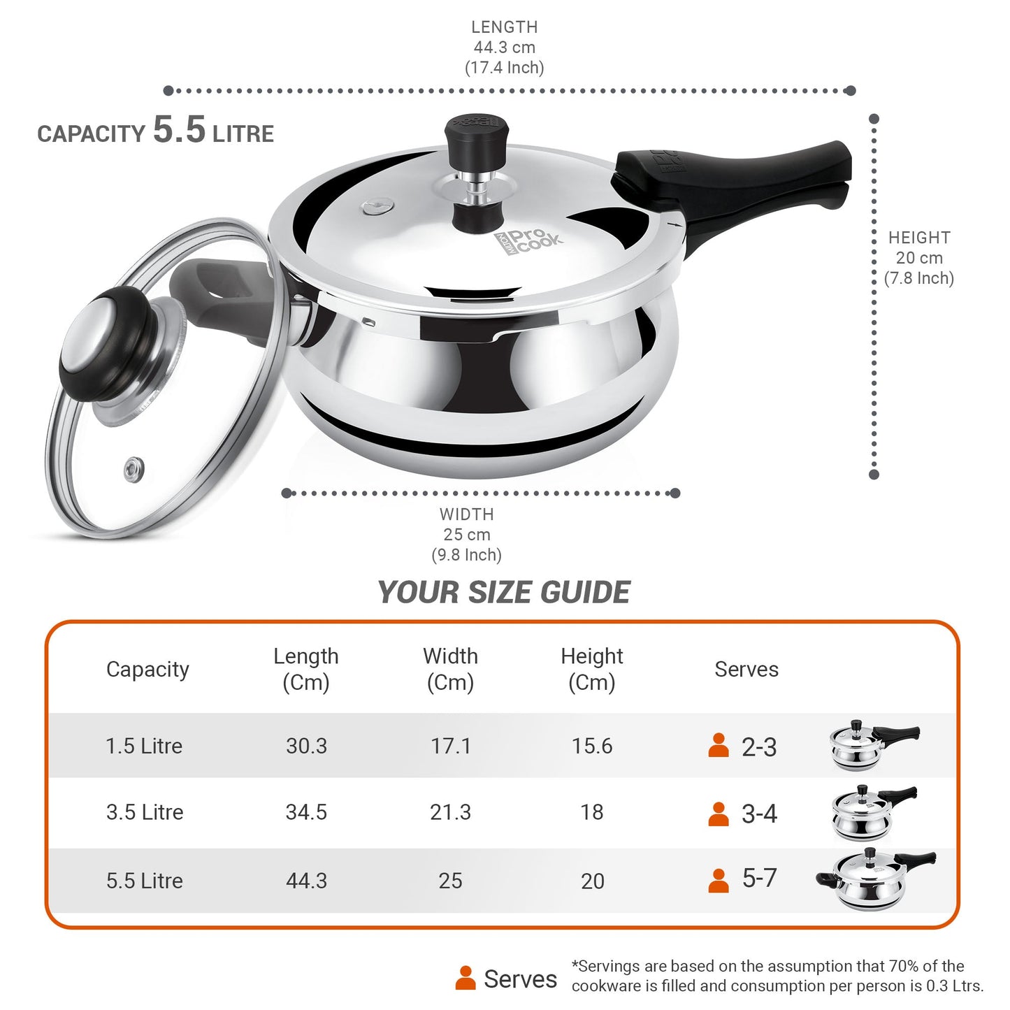Pressure Cooker Outer Lid Curve Triply (Milton Procook)