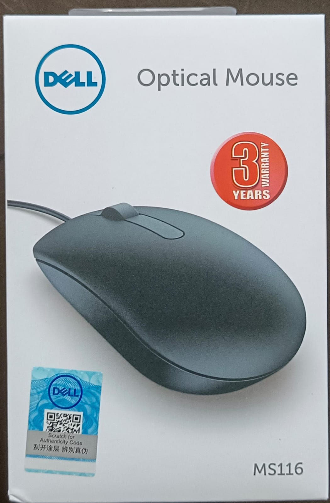 Dell MS116 1000Dpi USB Wired Optical Mouse, Led Tracking, Scrolling Wheel, Plug and Play