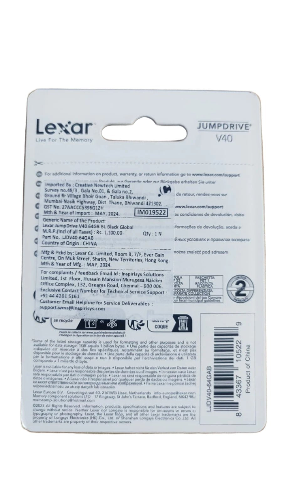 Lexar Jump Drive V40 USB Flash Drive I reliable portable storage I Compatible with PC and Mac systems I Reliably stores and transfers photos, videos, files etc - (Black)