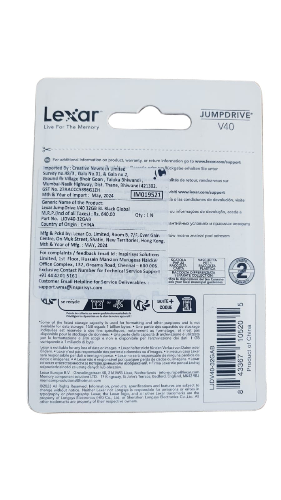 Lexar Jump Drive V40 USB Flash Drive I reliable portable storage I Compatible with PC and Mac systems I Reliably stores and transfers photos, videos, files etc - (Black)