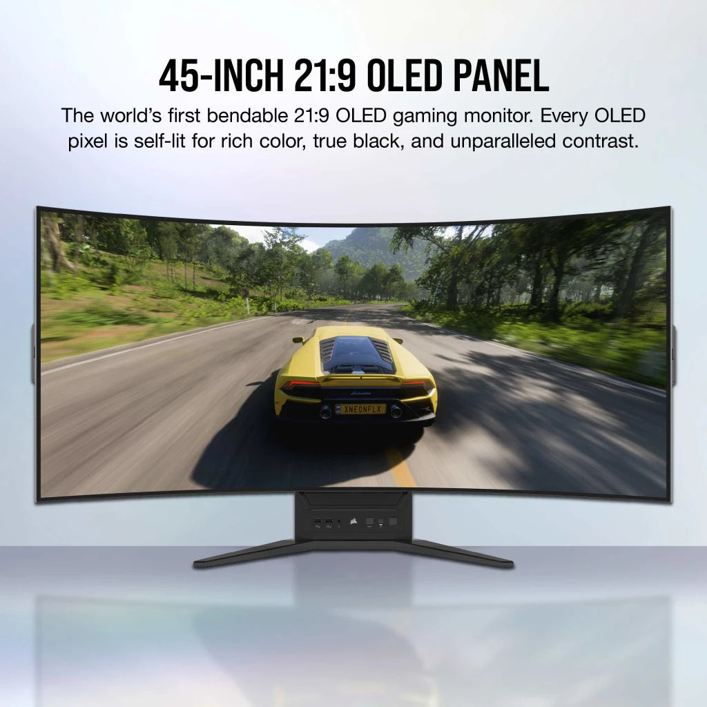 CORSAIR XENEON FLEX 45WQHD240 45-Inch Bendable Gaming Monitor, 3440 x 1440, 240Hz, 0.03ms GtG, HDR with 1000nit Peak Brightness, 1.5M:1 Contrast Ratio, 1.07 Billion Colors-Monitor-Corsair-computerspace