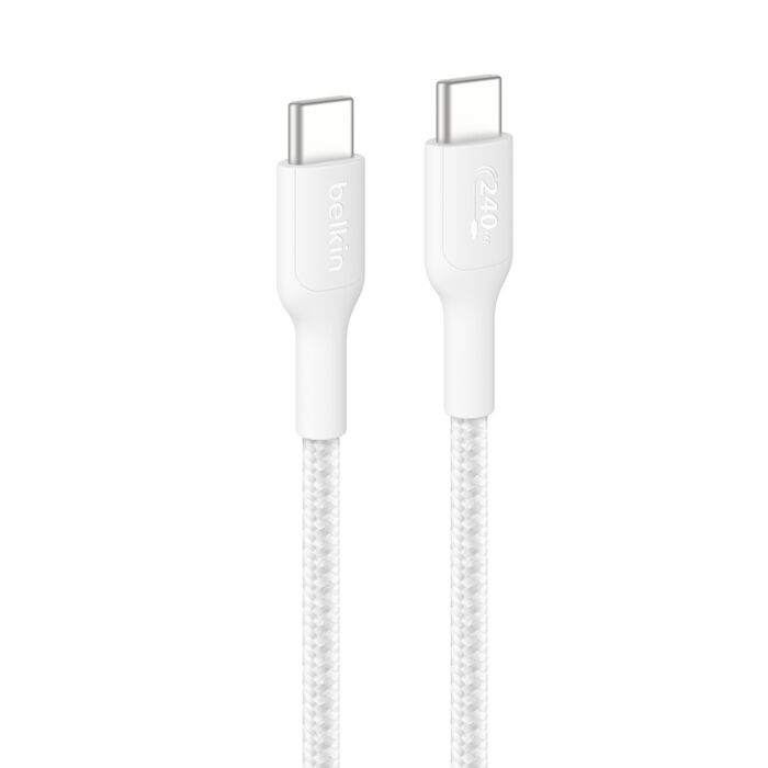 Belkin Braided USB-C to USB-C 240W Cable 1M White – Ultra Fast Charge