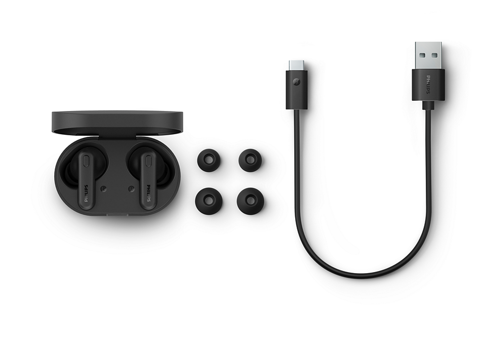 Philips True Wireless Headphones TAT1108/00 AI mic Custom 6 mm drivers Up to 15 hours play time with the case
