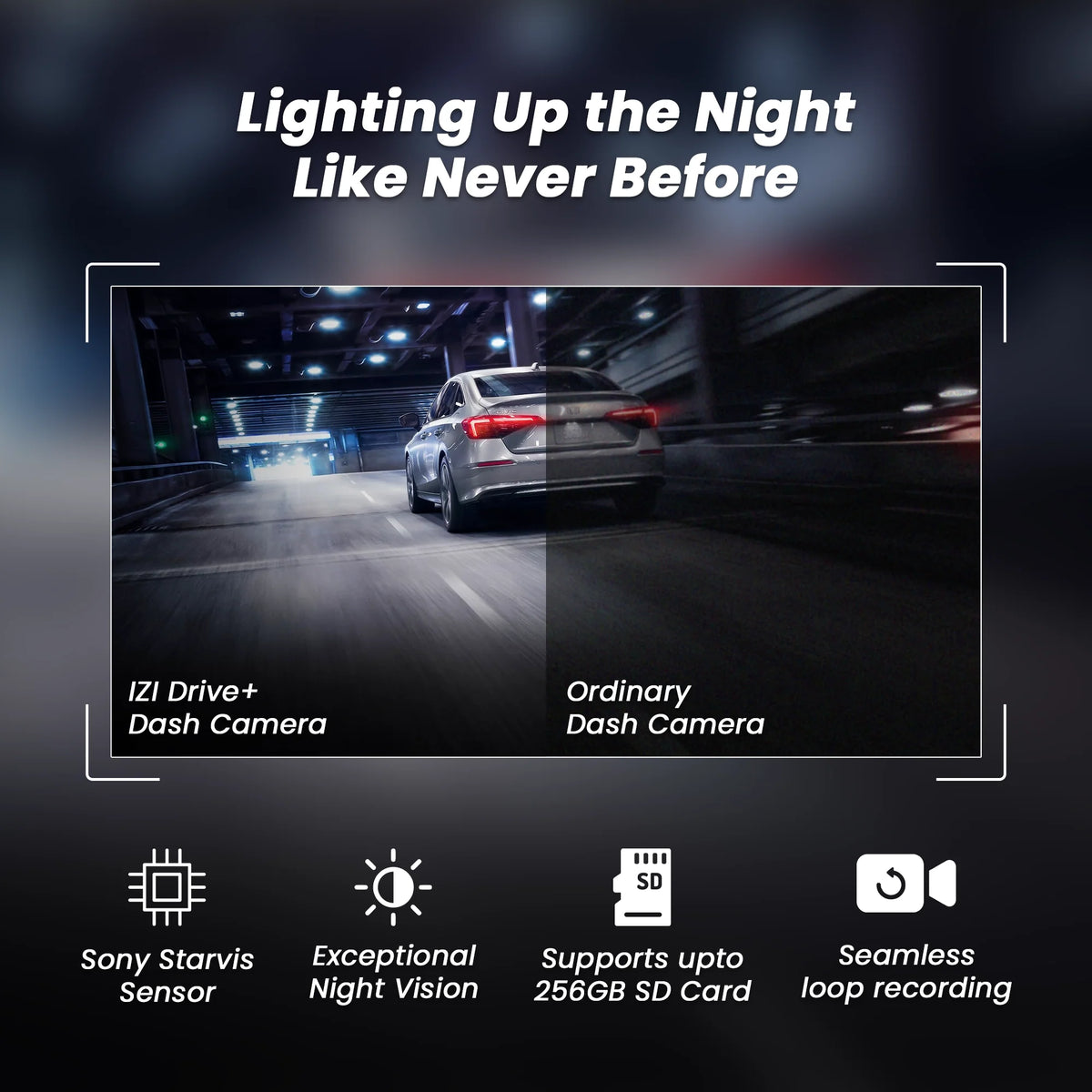 IZI DRIVE Plus 4K Dash Camera - Dual Channel, GPS, Night Vision