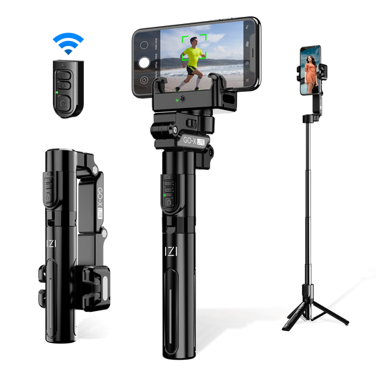 IZI GO X Lite Smartphone Gimbal Stabilizer with Built in Extendable Telescopic Rod | AI Tracking & Remote Control | 6H Battery | 310g Payload