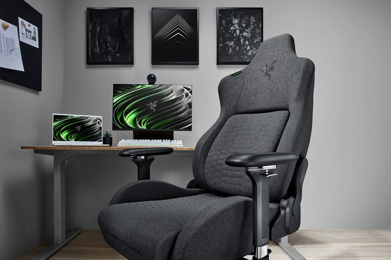 Razer Iskur XL Fabric Gaming Chair: Ergonomic Lumbar Support System - Ultra-Soft, Spill-Resistant Fabric Foam Cushions - 4D Armrests - Engineered to Carry- Foam Head Cushion - Dark Gray RZ38-03950300-R3U1-Gaming Chairs-RAZER-computerspace