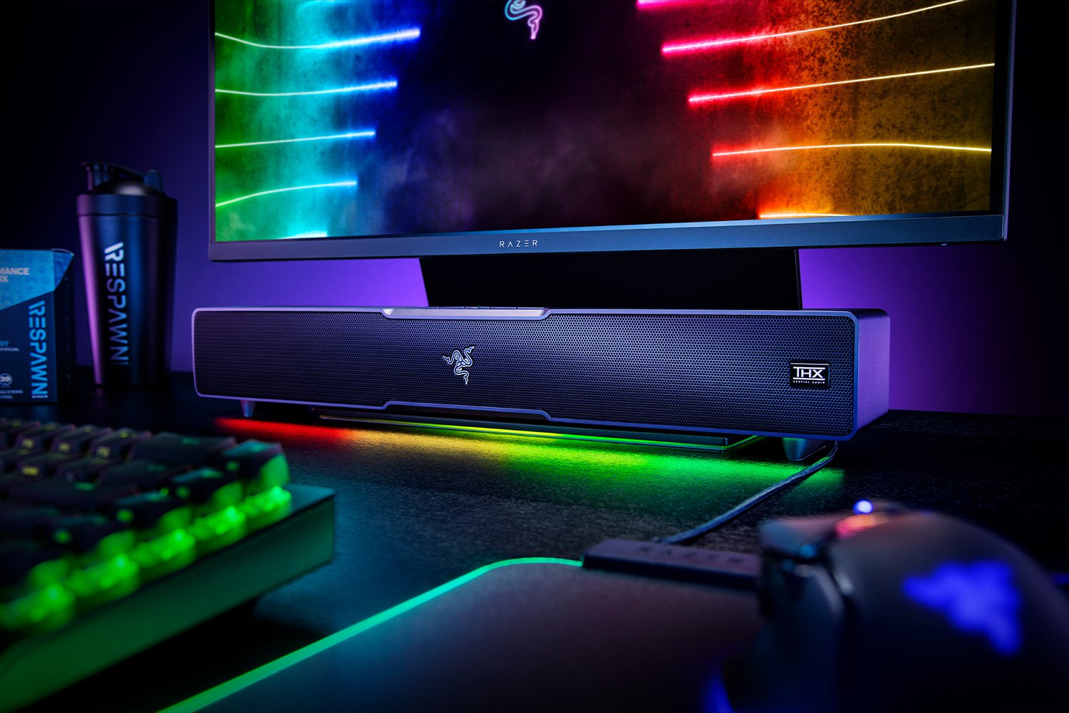 Razer Leviathan V2: Multi-Driver PC Gaming Soundbar with Subwoofer THX Spatial Audio Compact Design Chroma RGB Bluetooth for PC,TV,