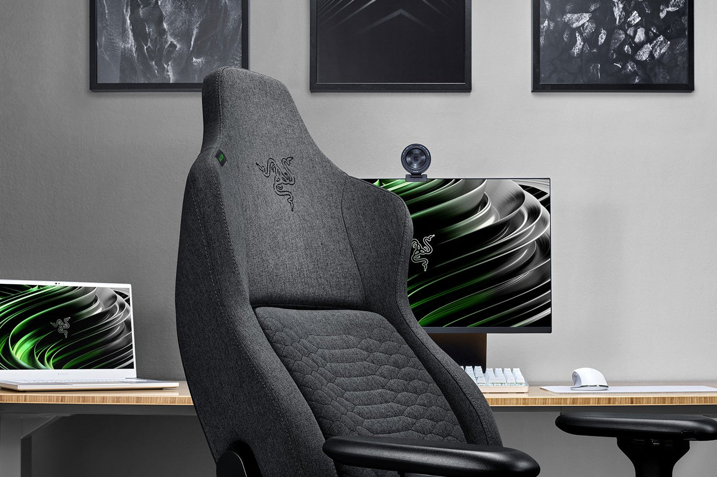 Razer Iskur XL Fabric Gaming Chair: Ergonomic Lumbar Support System - Ultra-Soft, Spill-Resistant Fabric Foam Cushions - 4D Armrests - Engineered to Carry- Foam Head Cushion - Dark Gray RZ38-03950300-R3U1-Gaming Chairs-RAZER-computerspace
