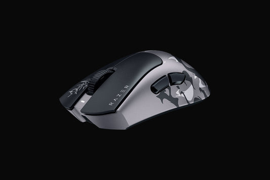 Razer DeathAdder V4 Pro NiKo Edition white wireless gaming mouse, side profile view