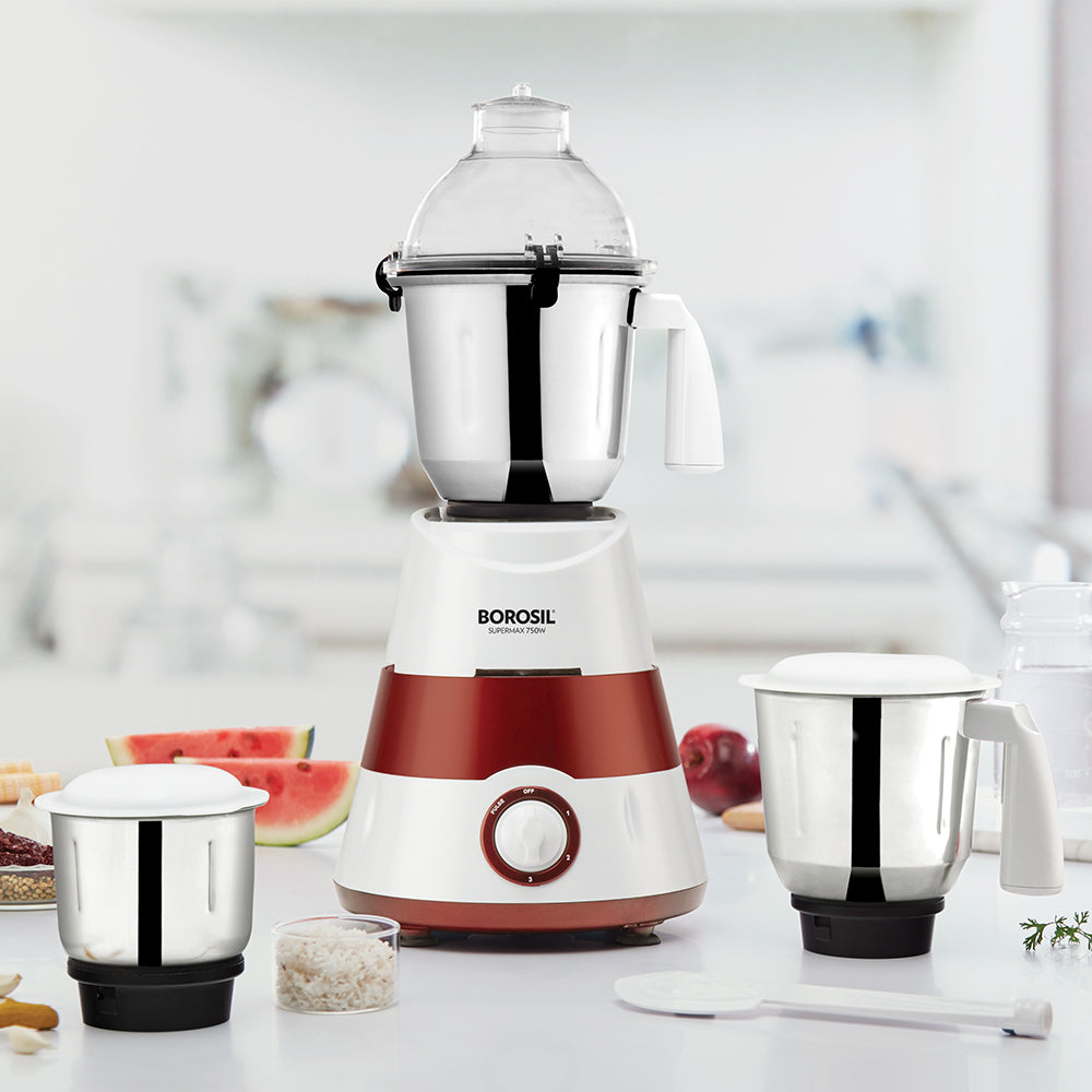 Borosil Supermax Mixer Grinder - Red