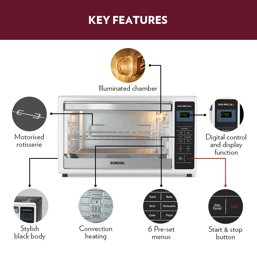 Borosil Digipro 38L Oven Toaster Griller (OTG)