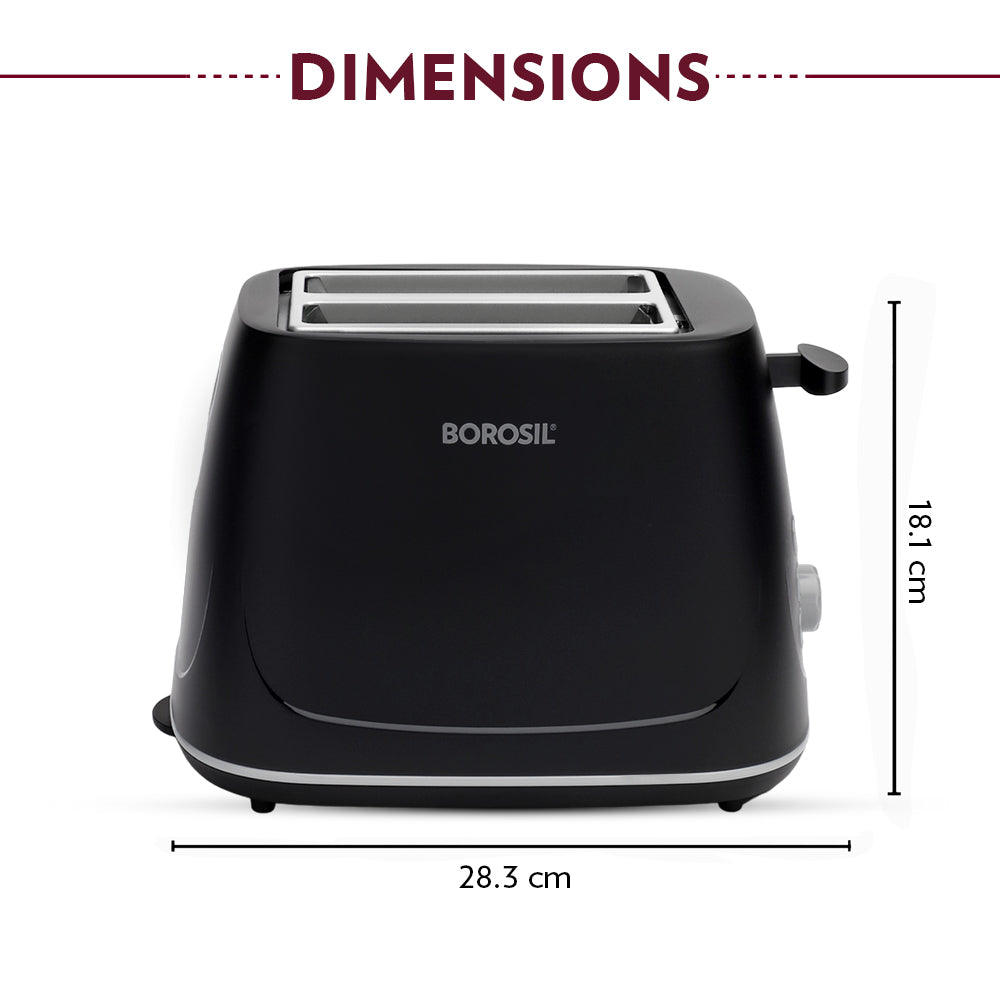 Borosil Krispy Pop-Up Toaster, Black