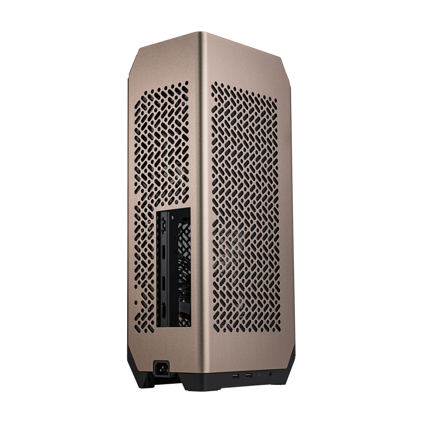 Cooler Master NCORE 100 MAX Bronze ITX SFF Tower Case, Custom 120mm AIO, 850W SFX Gold ATX3.0 PSU, 4 Slot GPU, Vertical Mount GPU, PCIe 4.0 Riser, Anodized Aluminum, USB Type C (NR100-ZNNN85-SL0)