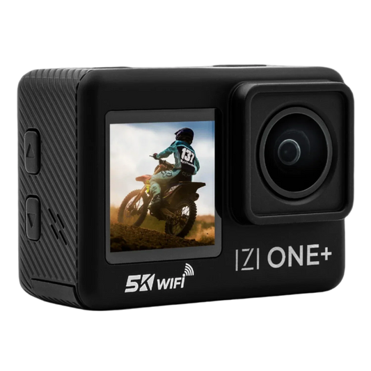 IZI ONE Plus 5K Action Camera – 6-Axis, 110ft Waterproof, Fast Charge
