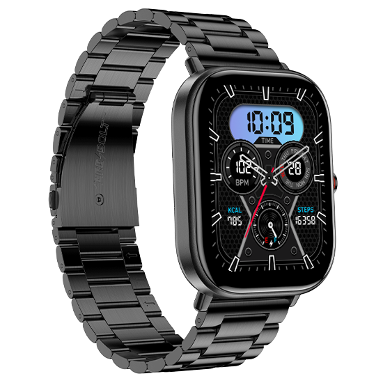 Fire boltt Starlight Stainles Steel Bluetooth calling IP68 water resistance 2.01" HD display watch-Smart Watch-Fire Boltt-Black-computerspace