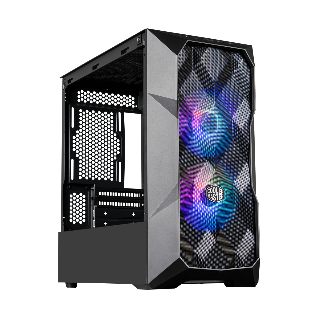 Cooler Master TD300 Mesh Computer Case Black 280mm Radiator Support ARGB & PWM Hub Included High Airflow Case 2 x 120mm ARGB Fans Pre-Installed Gaming Case-Cabinet-Cooler Master-computerspace