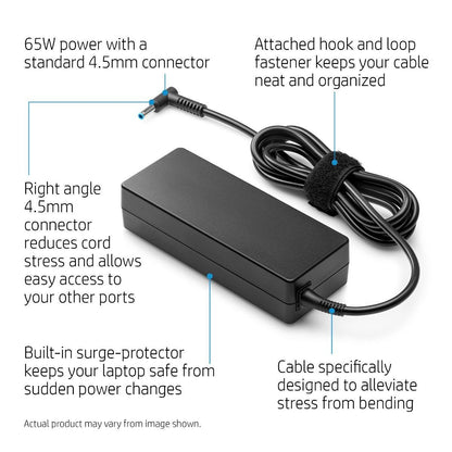 HP 65W 4.5mm Non-EM AC Adapter: The Reliable Power You Need for Your HP Laptop- Y5Y43AA-Adapters-HP-computerspace