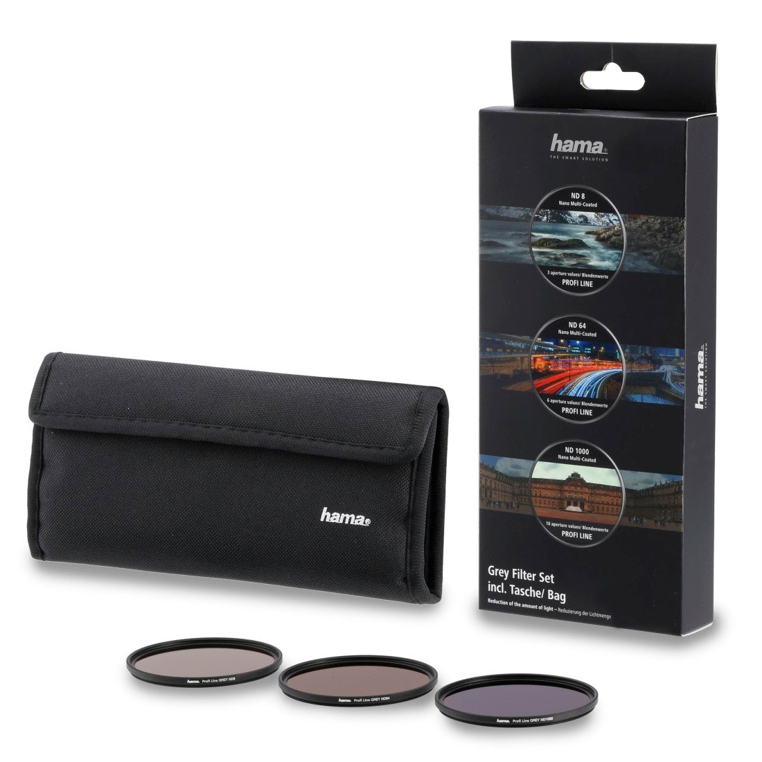 ND8, ND64, ND1000 Grey Filter Kit, 82 mm, with Filter Bag-Accessories-HAMA-computerspace