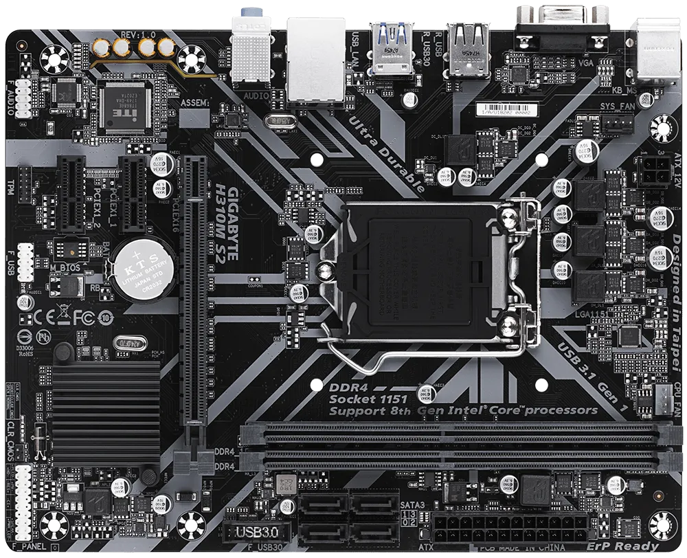 Gigabyte Intel Socket 1151 H310M S2 Motherboard-MOTHERBOARD-GIGABYTE-computerspace