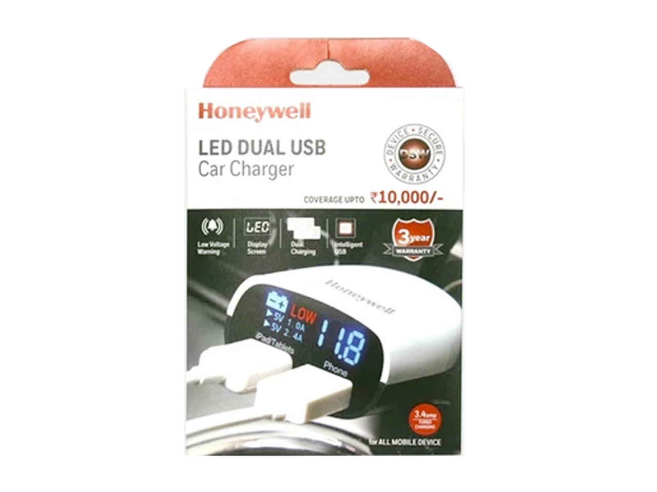 Honeywell Cla Car Charger PLATINUM Series 3.4 AMP 2 USB