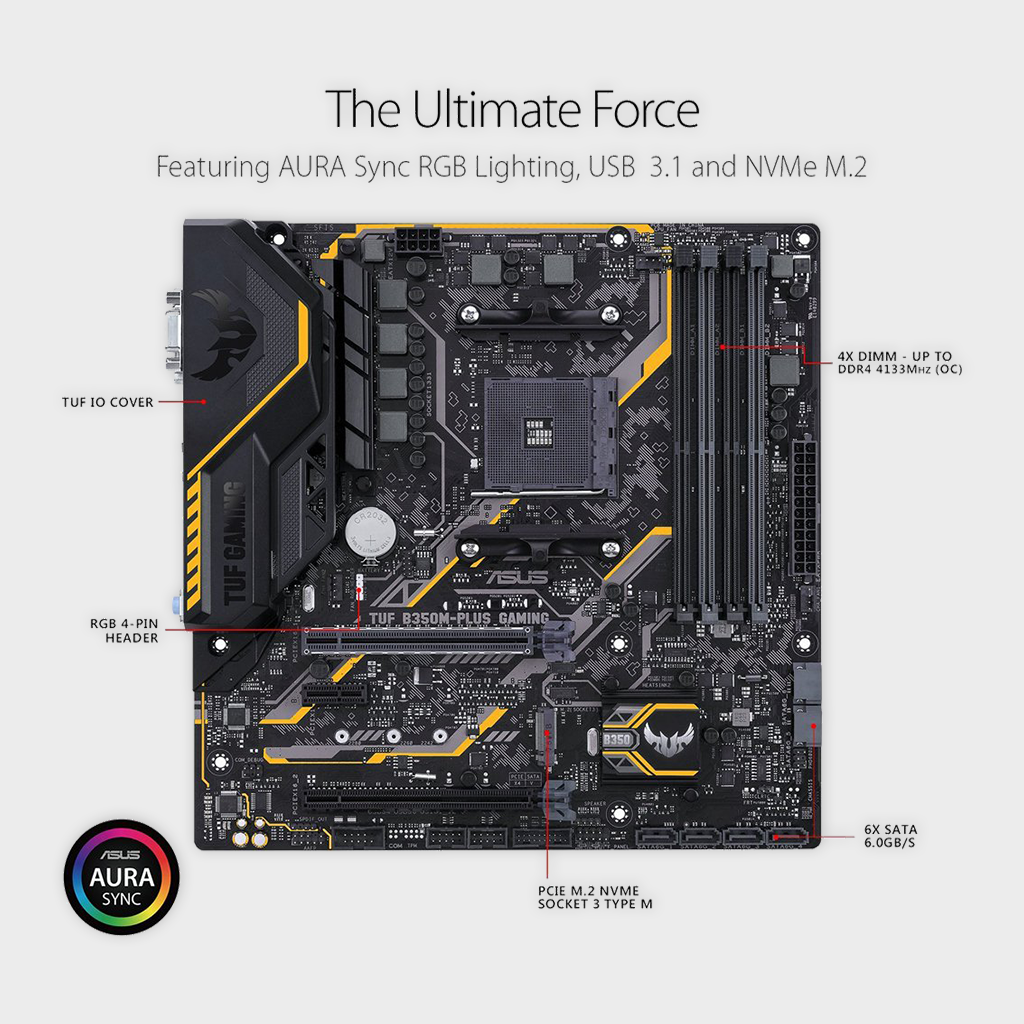 ASUS TUF-B350M-PLUS-GAMING AMD MOTHERBOARD