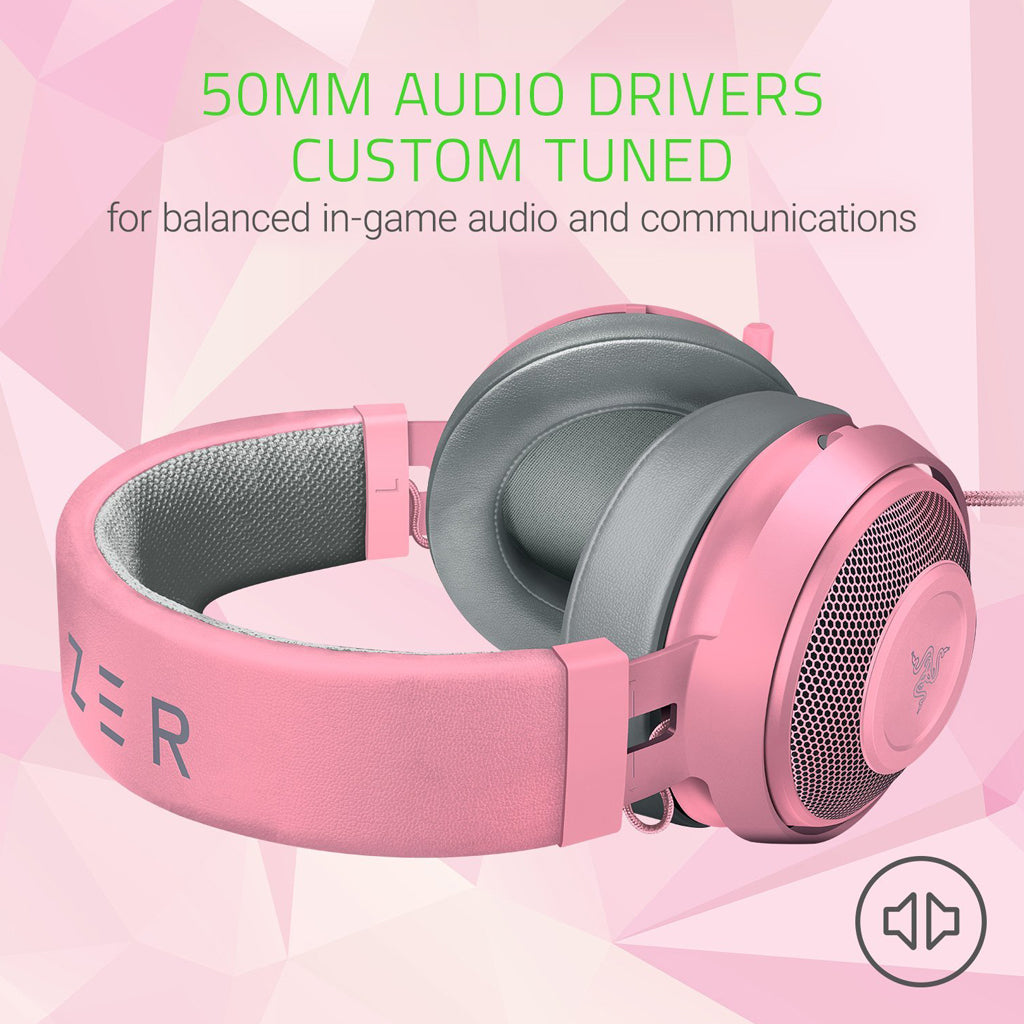 Razer Kraken Pro V2 Quartz Edition - Analog Gaming Headset - Oval Ear Cushions