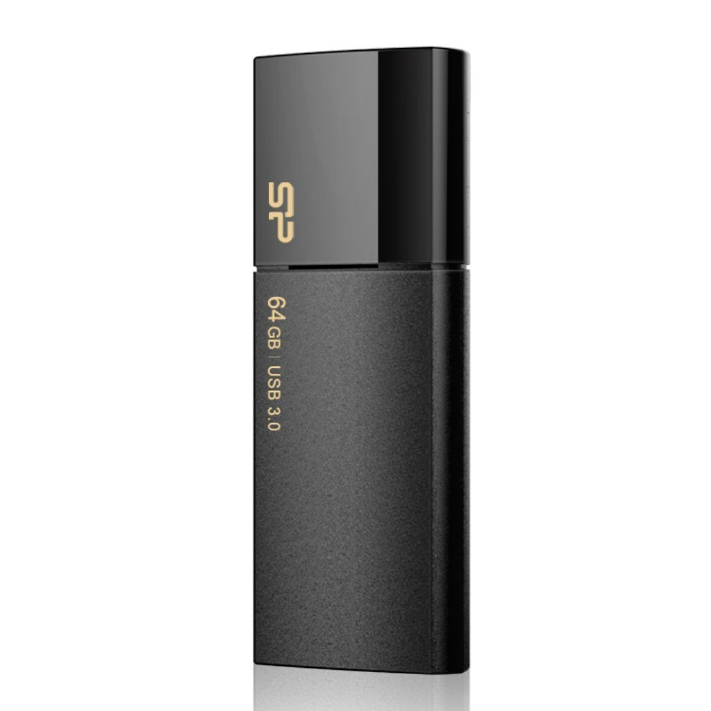 Silicon Power Blaze B05 USB 3.0 Retractable Flash Drive, Black (SP064GBUF3B05V1K)-USB Flash Drives-Silicon Power-computerspace