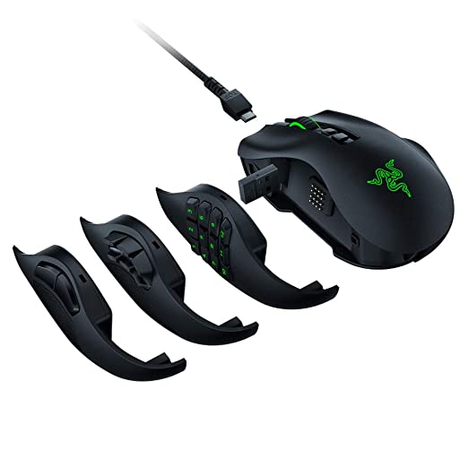 Razer Naga Pro Modular Bluetooth Wireless RGB Gaming Mouse with 3 Swappable Side Plates Up to 19+1 Programmable Buttons 20000 DPI Optical Sensor Black RZ01-03420100-R3A1-MOUSE-RAZER-computerspace