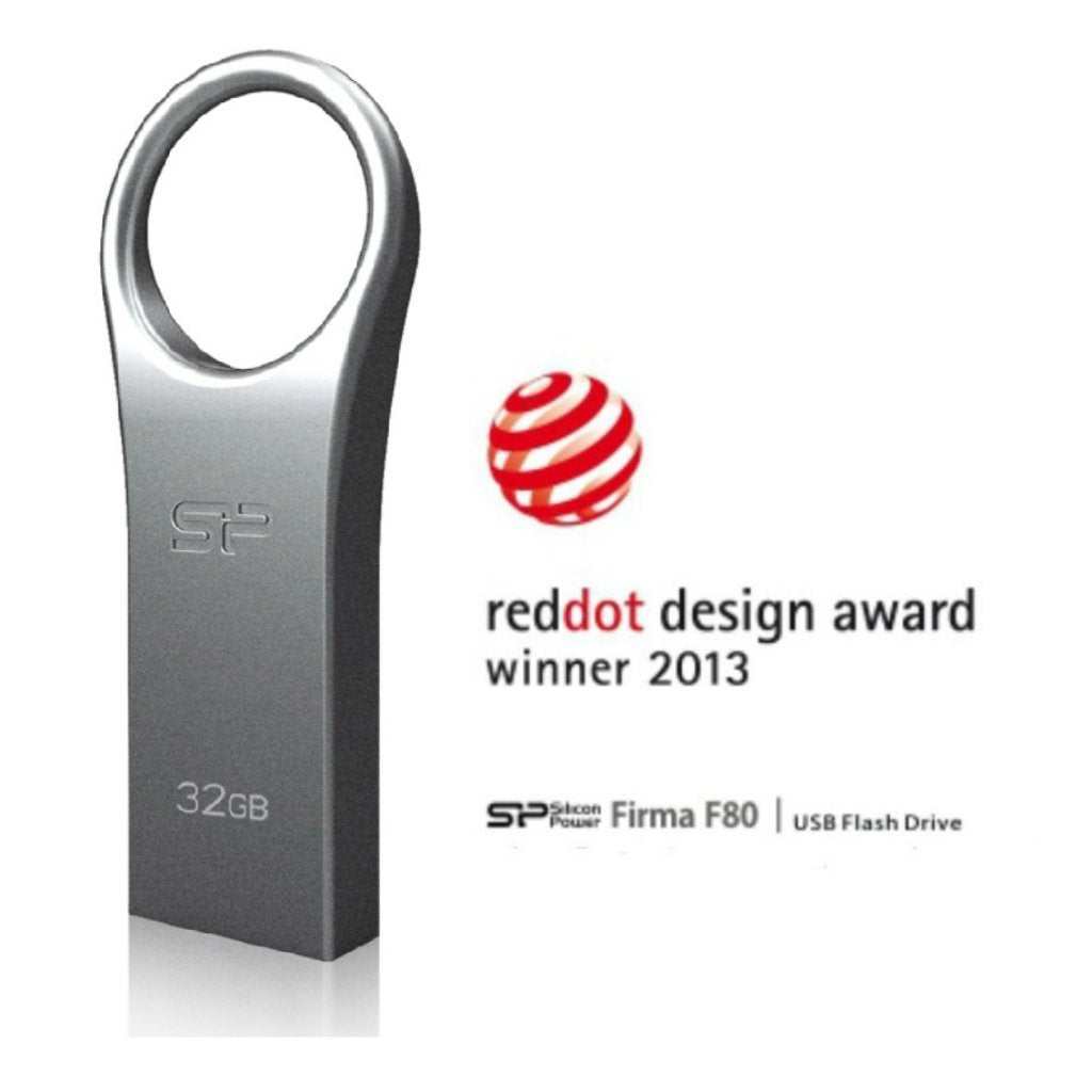 Silicon Power 32GB Pen Drive with Keychain Hole Key Ring Design, Metal Casing Dustproof Waterproof Thumb Drive Pendrive Memory Stick - Firma F80-Flash Drive-Silicon Power-computerspace