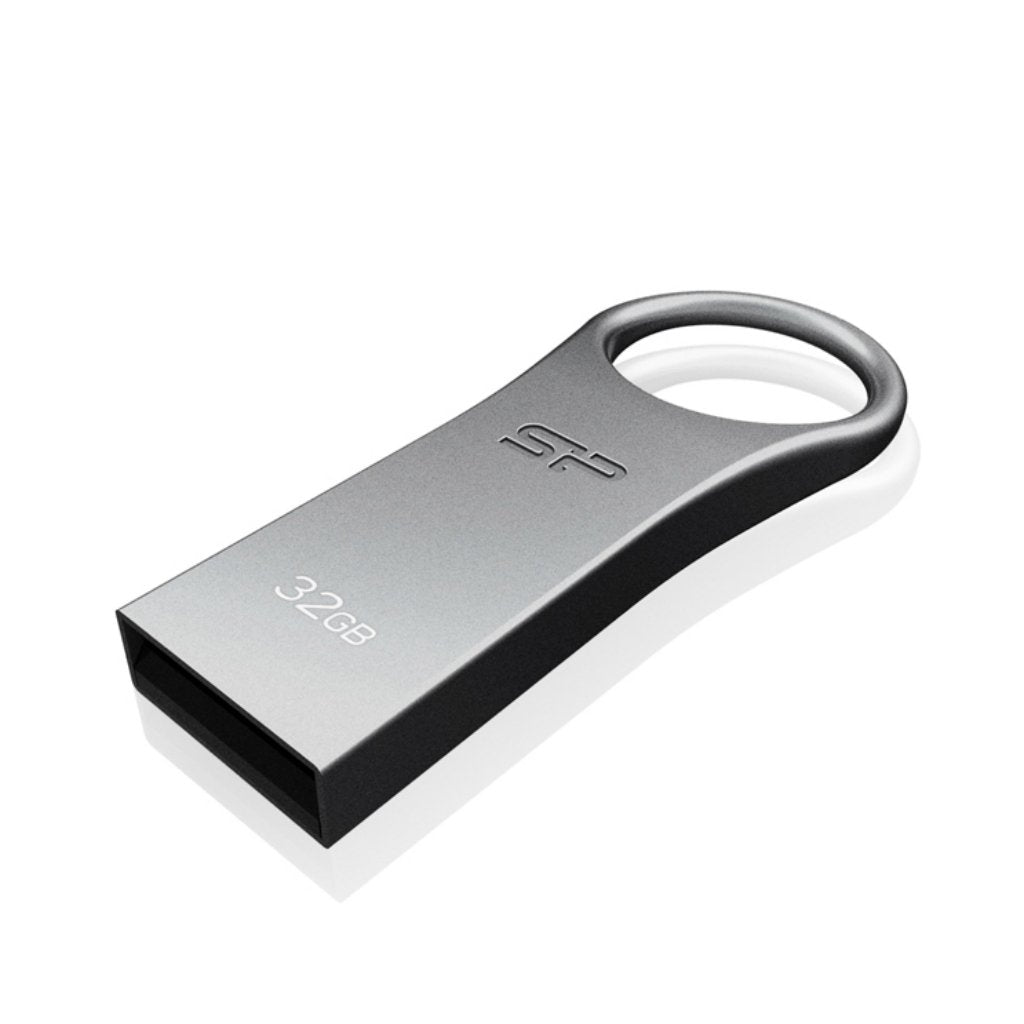 Silicon Power 32GB Pen Drive with Keychain Hole Key Ring Design, Metal Casing Dustproof Waterproof Thumb Drive Pendrive Memory Stick - Firma F80-Flash Drive-Silicon Power-computerspace