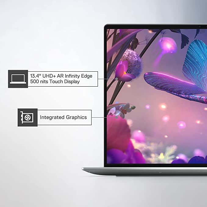 Dell XPS 13 Plus Laptop Intel i5-1240P 16GB LP DDR5 & 512GB SSD Win 11 + Office H&S 2021 13.4" UDH+ AR Infinity Edge 500 nits Touch Backlit Keyboard Fingerprint Reader Platinum D560072WIN9S