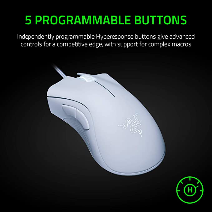 Razer DeathAdder Essential White Edition 6400 DPI Ergonomic Wired Gaming Mouse RZ01-03850200-R3M1-MOUSE-RAZER-computerspace