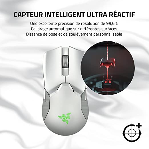 Razer Viper Ultimate Hyperspeed Lightest Wireless Gaming USB Mouse with RGB Charging Dock 8 Programmable Buttons 20,000 DPI Optical Sensor Chroma RGB Lighting Mercury RZ01-03050400-R3M1-MOUSE-RAZER-computerspace