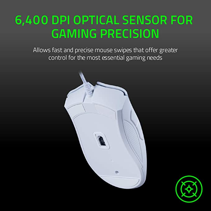 Razer DeathAdder Essential White Edition 6400 DPI Ergonomic Wired Gaming Mouse RZ01-03850200-R3M1-MOUSE-RAZER-computerspace