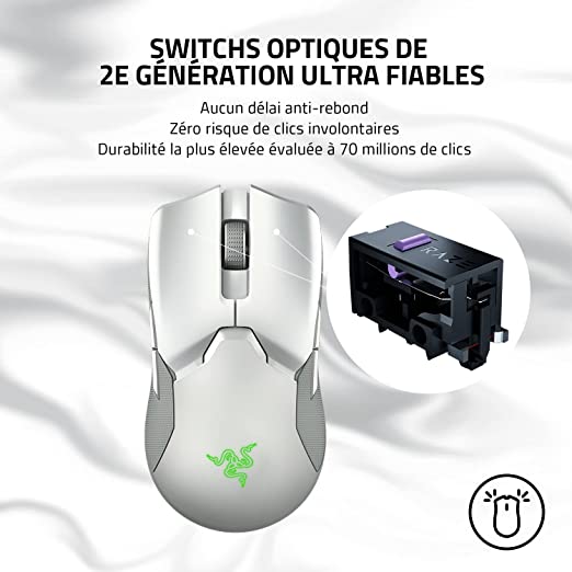 Razer Viper Ultimate Hyperspeed Lightest Wireless Gaming USB Mouse with RGB Charging Dock 8 Programmable Buttons 20,000 DPI Optical Sensor Chroma RGB Lighting Mercury RZ01-03050400-R3M1-MOUSE-RAZER-computerspace